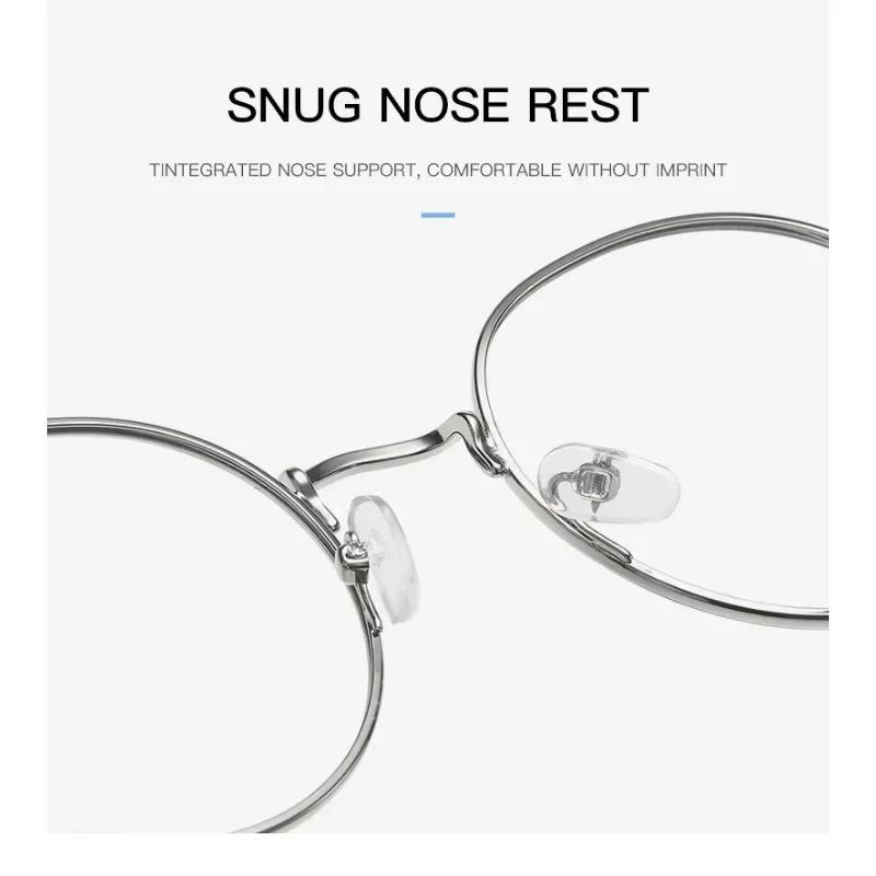 Photochromic Metal Round Glasses Anti Blue Light Universal Flat Clear Eyewear Frame for Men Women
