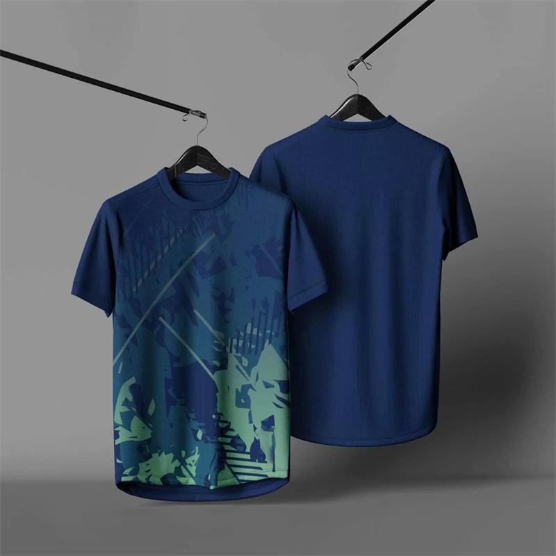 Simple Trendy Mens Sports T Shirts Summer Fashion Short Sleeve 3D Printed Gym T-shirts Loose Breathable Quick Dry Running Tees