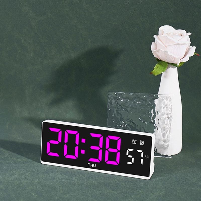 LED Digital Alarm Clock Wall Clock with Timer Date Temperature Display Bed Side Clock for Student,Office,Travel Use