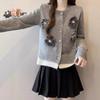 Gray Soft Waxy Knitted Cardigan Sweater Jacket Women's Design Sense Niche High Sense Temperament Top Small Short
