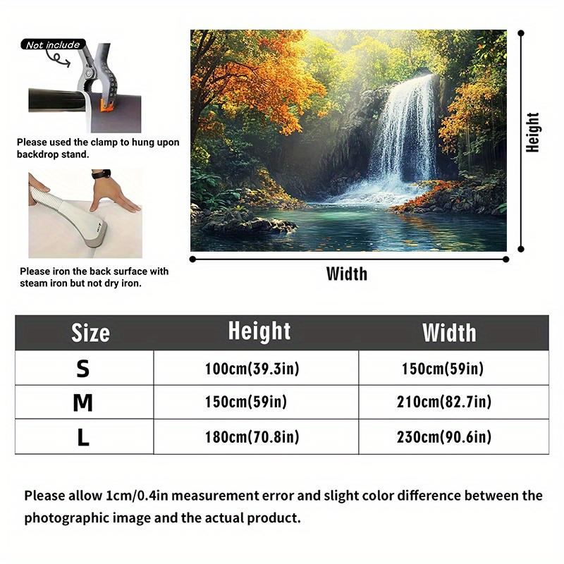 1pc Natural Landscape Background - Forest Waterfall Scenery and Green Trees Polyester Banners Party Decorations