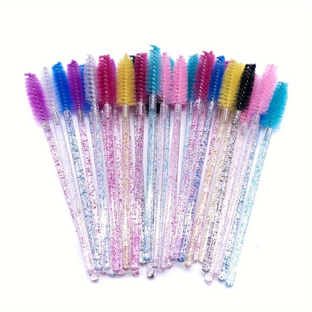 50pcs/bag Makeup Brush Lash Swans Crystal Eyelash Applicator Disposable Diamond Handle Nylon Mascara Wands Brush Cosmetic Brushes, YGirlash