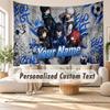 Custom Name Wall Hanging Tapestry,Blue Lock Decorative Backdrop Tapestry For Dorm Home