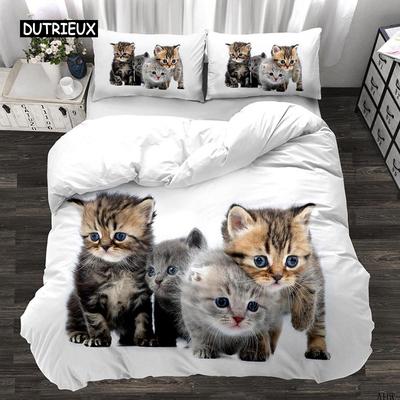 Funda Nórdica de Gato Regalos para Amantes de los Gatos Funda de Colcha Individual para Niños Adolescentes Microfibra Lindo Gatito Tema Animal Juego de Ropa de Cama Tamaño Matrimonial King