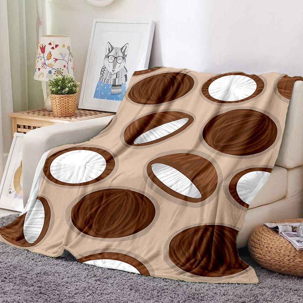 1pc Coconut Pattern Lightweight Flannel Blanket, Comfortable and Warm Blanket, for Office and Camping Sofa Bed, Livingroom011