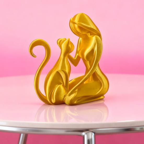 Abstract Women Cat Figurine 3D Printed Female Kitten Statue Sculpture Home Office Desktop Decoration Ornament