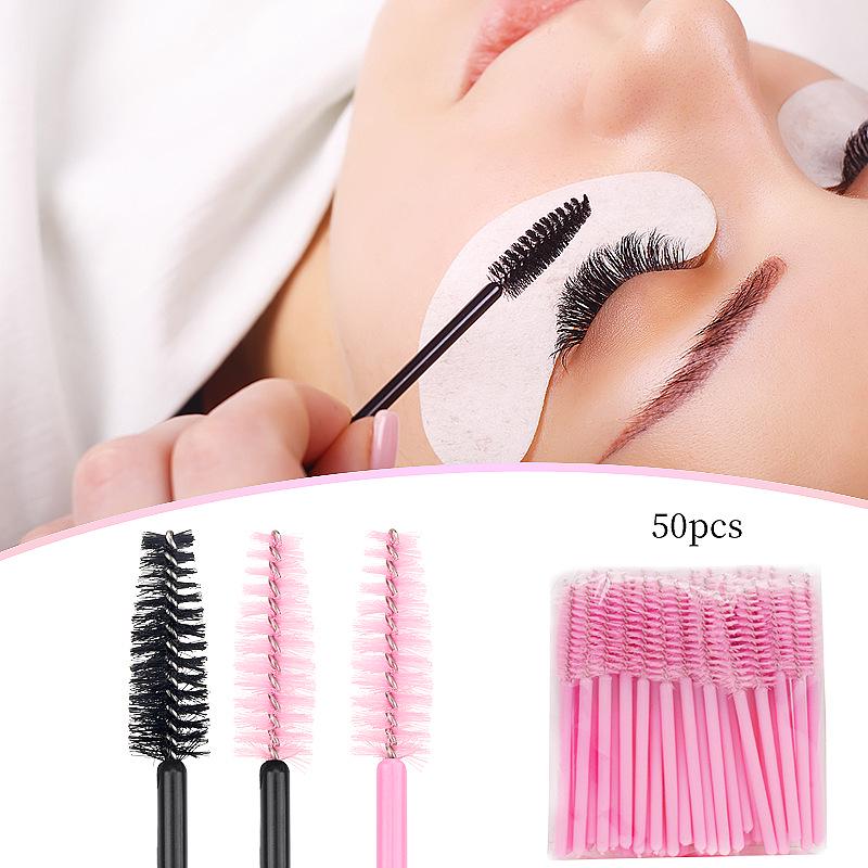 Disposable Short-Handle Eyelash & Brow Brushes - Pack of 50, Portable Mini Makeup Tool