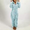 Herbst/Winter Damen-Pyjama in reiner Farbe und samtig, dick, warm, pelzig, Overall mit Kapuze