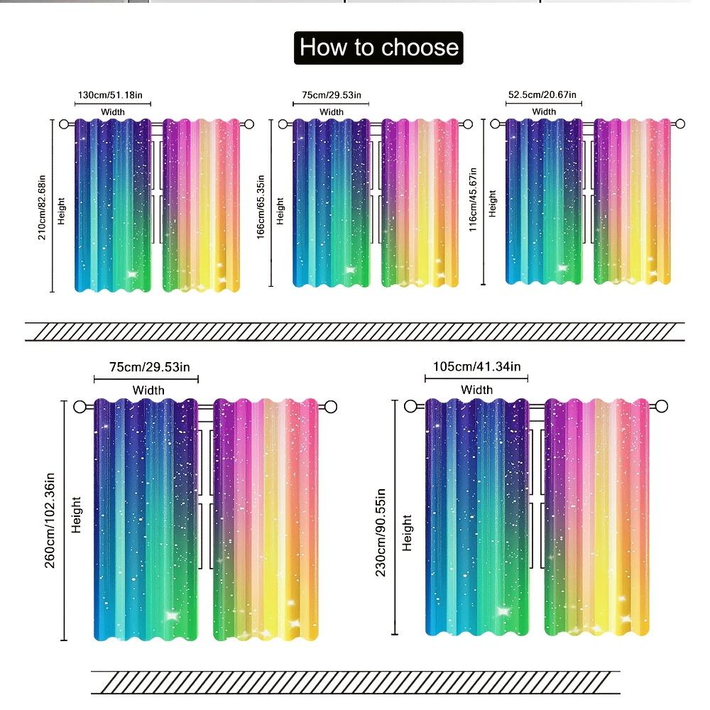 Set Of 2 Elegant Starlit Rainbow Door Curtains Fresh Print Home Bedroom Living Room Decor Soft Design Curtain With Light Filtering Polyester Perfect