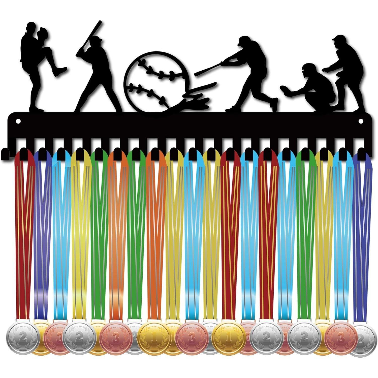 Black Medal Wall Hanger 20 Hooks 40x15cm