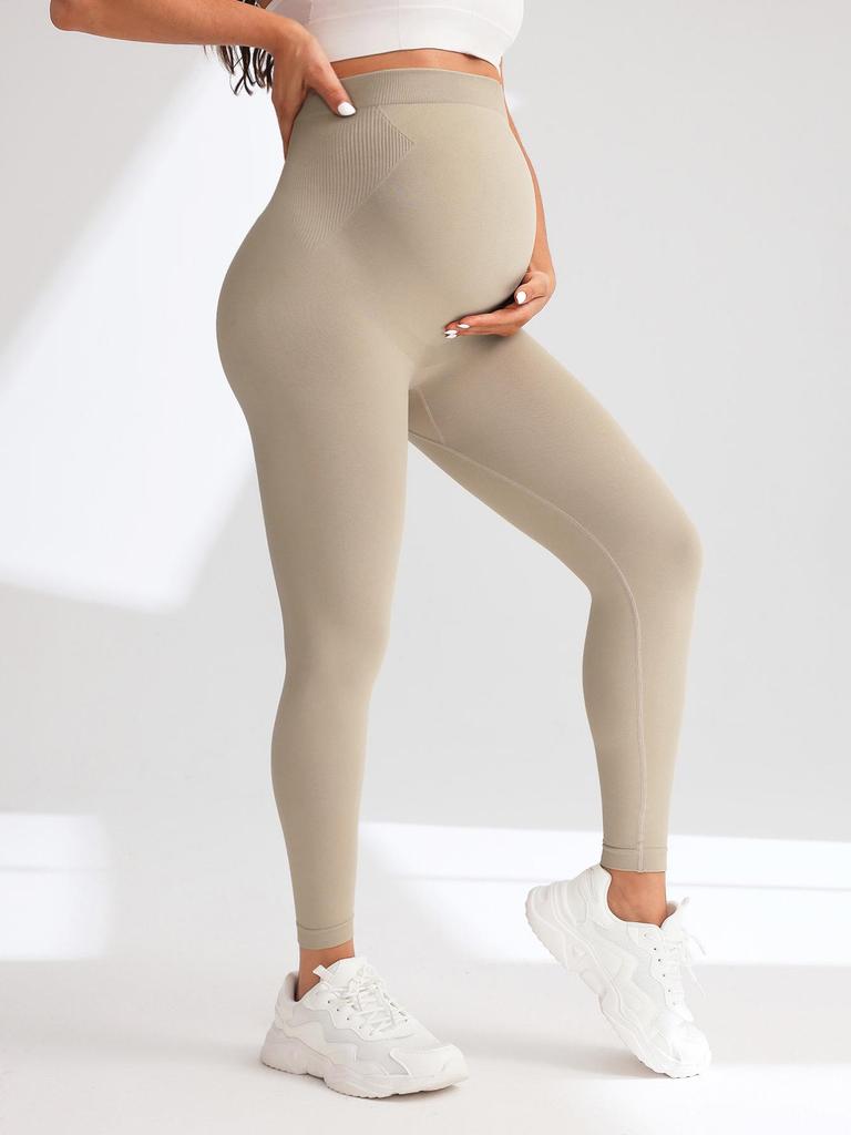 2025 Seamless High-Waist Maternity Yoga Leggings In Black