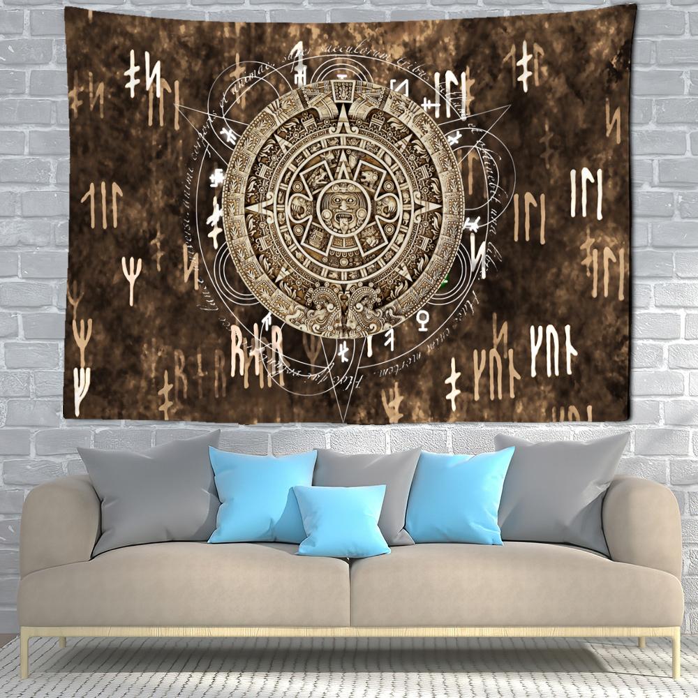Viking Mystic Symbols Tapestry Home Decor  Psychedelic Scene Wall Hanging Boho  Raven Sofa Blanket