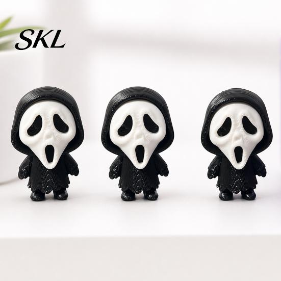 Decorative Car Console Ornament 3D Printed Scream Ghost Face Ornament, Mini Desktop Statue for Halloween Eye-catching Scary Figurine Decoration, Funny