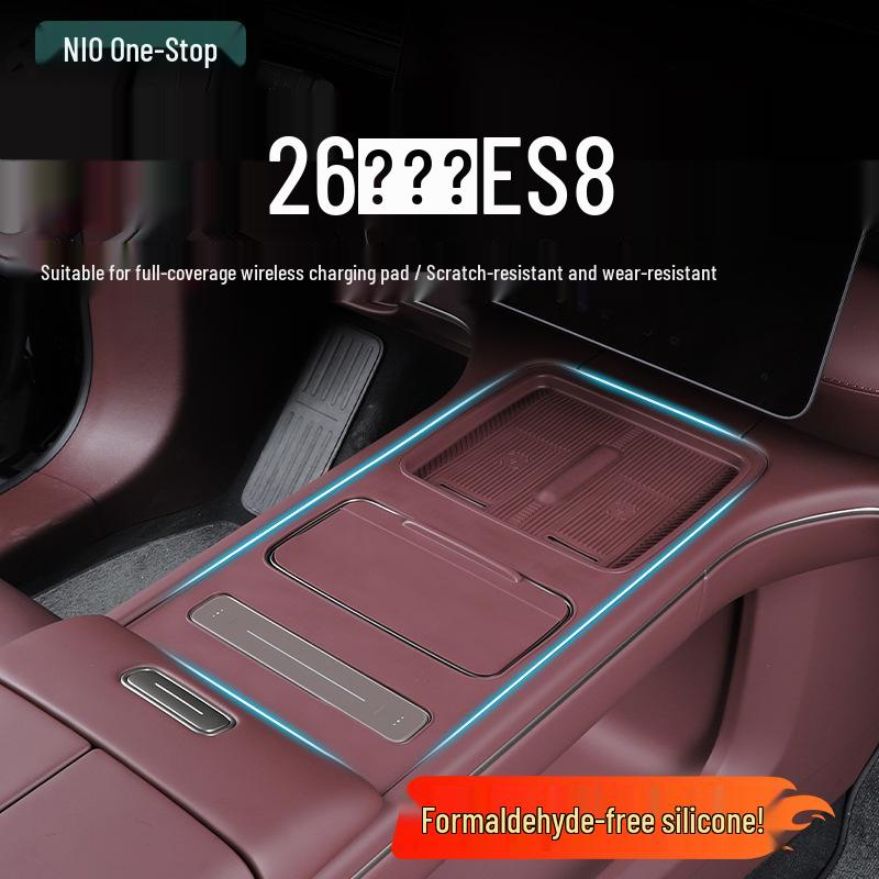 Wireless Charging Pad & Non-Slip Gear Shift Storage for NIO ES8: Fits 26 Models, Full Console Wrap Modification