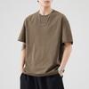 260g Heavy Japanese Loose Ice Silk Embroidered Short-sleeved T-shirt Men's Summer Casual