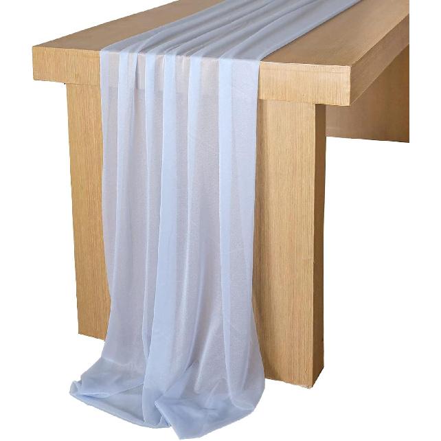 Lookein 10 Feet Champagne Chiffon Table Runner Sheer Wedding Table Cloth 29x120 Inches Rustic Wedding Decorations French Chiffon Table Runner