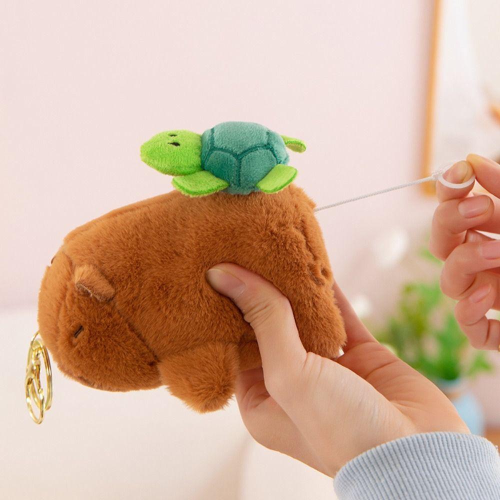 Stretchable Plush Couple Keychains Rotatable Capybara Plush Doll Capybara Plush Keychain  Kids