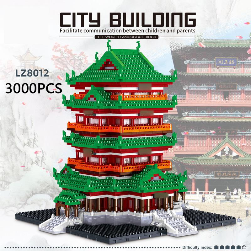 Creative China Historical Cultural Architecture Micro Diamond Block Pavilion Of Prince Teng Wang Pavilion Nanobrick Brick Toys