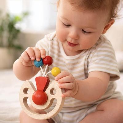 Surprise Clown - Japan Good Toy Award Winner (A Fun Wooden Toy That Can Also Be Used As a Pacifier or Teether!) Wood Education - Recommended As a Baby