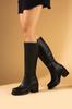 Women Modern Stylish Fashion Boots Boots Faux Leather Black Thick Heel Comfortable Mould Boots