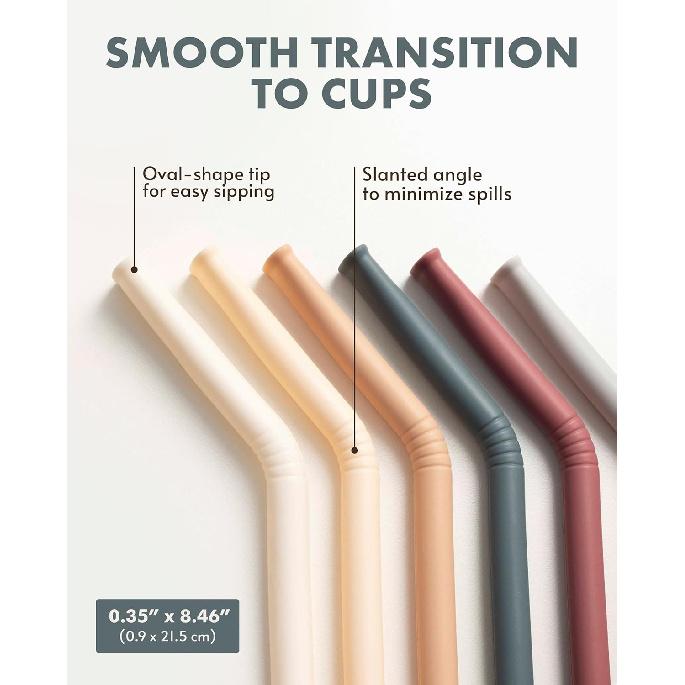 Nightingale Reble Silicone Straws - Bendy Drinking Straw with Cleaning Brush - Collapsible and Bendable Travel Straw for Kids - Dishwasher Safe,