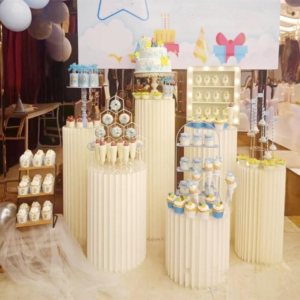 White Cylinder Display Stand Paper Table Columns Ins Style Roman Pillar Dessert Rack  Wedding Party