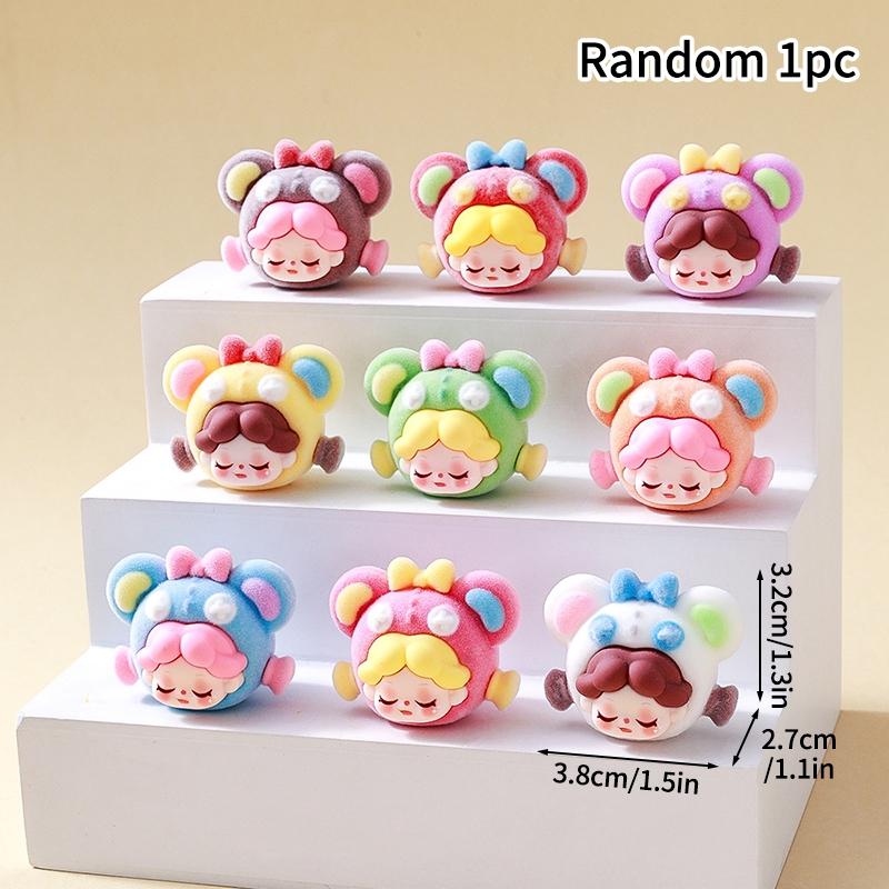 1/2/5/10pcs Trendy Desk Accessorie Mini Cartoon Figures Flocked Doll Ornament Office Accessorie Kawaii Desktop Decor Gifts