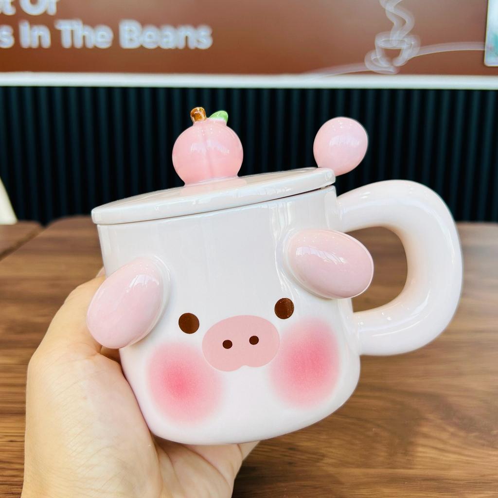 Cute Pig Constant Temperature Heating Cup Gift Box with Mug Birthday Gift for Girls Practical Gift for Best Friend Creative Cup