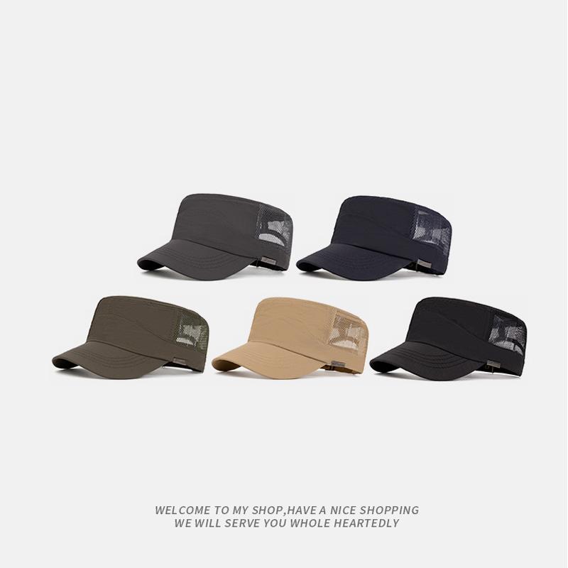 Men's Summer Hat Outdoor Quick-Drying Net Breathable Sunscreen Flat Hat Sunshade Cap