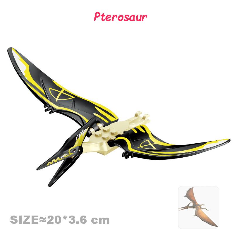 Bright Jurassic Dinosaurs World Velociraptor Triceratops Rex Pterosaur Model Assemble Building Blocks Toys For Children Boy Gift