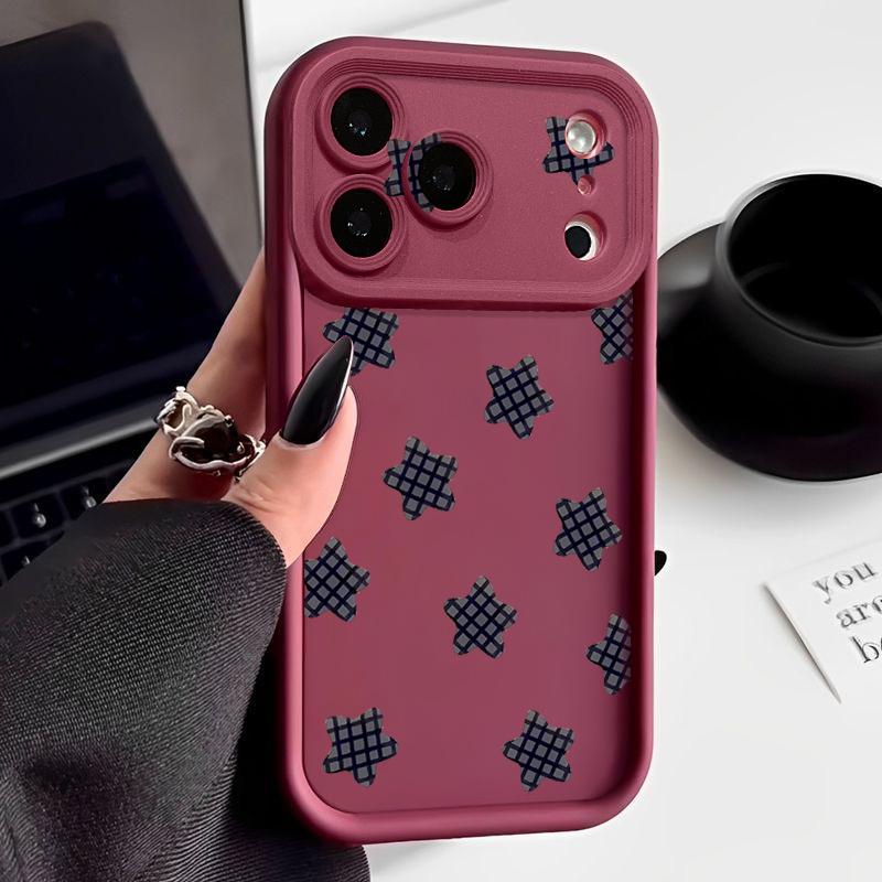 Plaid Pentagram Pattern Phone Case For iPhone 17 Air 16e 15 16 Pro Max 14 16 Plus 13 12 Pro Max 11 Soft TPU Silicone Back Cover