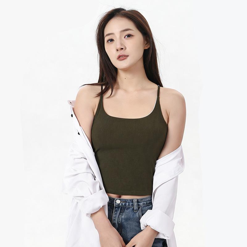 Lyocell Cotton Sports Yoga Camisole: Breathable, Chest-Padded, Small Backless Summer Tank