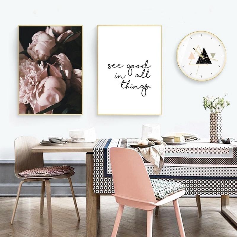 Canvas Painting Nordic Decor Pink Peony Flower Poster and Print Love Wall Art Floral Picture Bedroom