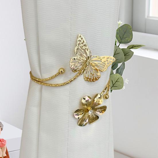 Curtain Buckle Retro Floral Carving Design Butterfly Flower Shape Curtain Fasteners Artistic