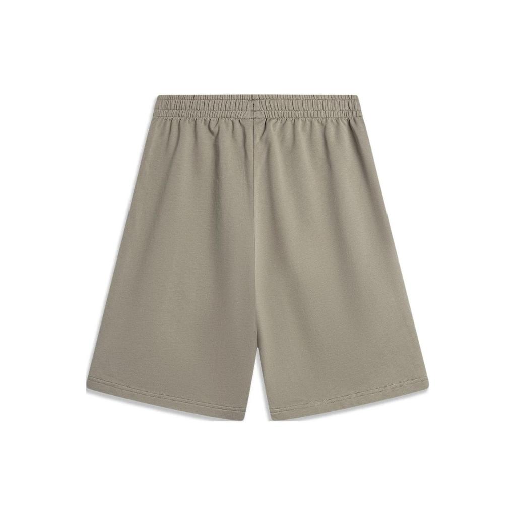 Li Ning Sports Lifestyle Series Solid Color Embroidered Logo Mid Waist Straight Casual Shorts Men shorts Pomegranate-Yellow AKSU699-6