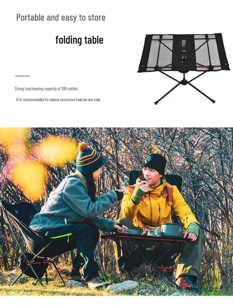 WIDESEA Folding Camping Table with Dual Cup Holders - Durable Aluminum Alloy and High Elastic Fabric
