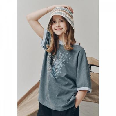 Re Forming Semi V Neck Blue T shirT azb4Ts05bu