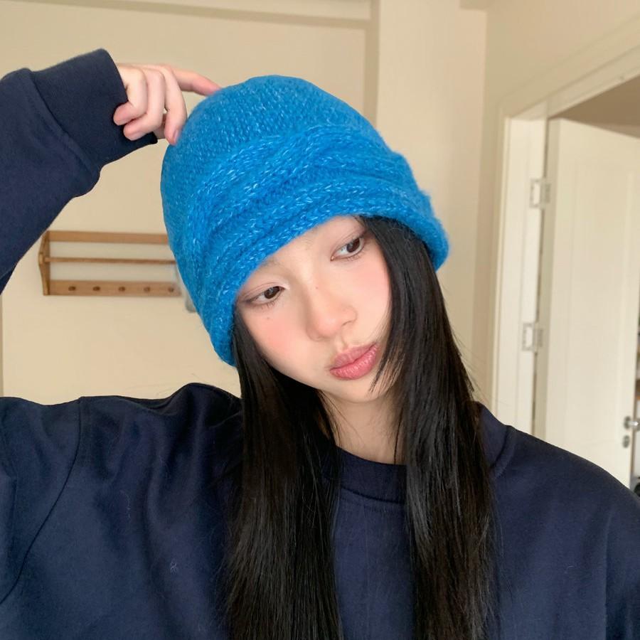 Knitted twist hat women's autumn and winter new ear protection warm wool hat versatile cover cold proof pile cold hat