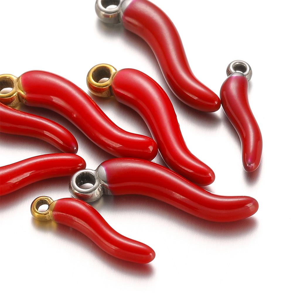 5pcs Stainless Steel Red Pepper Charms for DIY Jewelry Making Women Retro Necklace Accessories Bracelet Findings Supplies Crafts