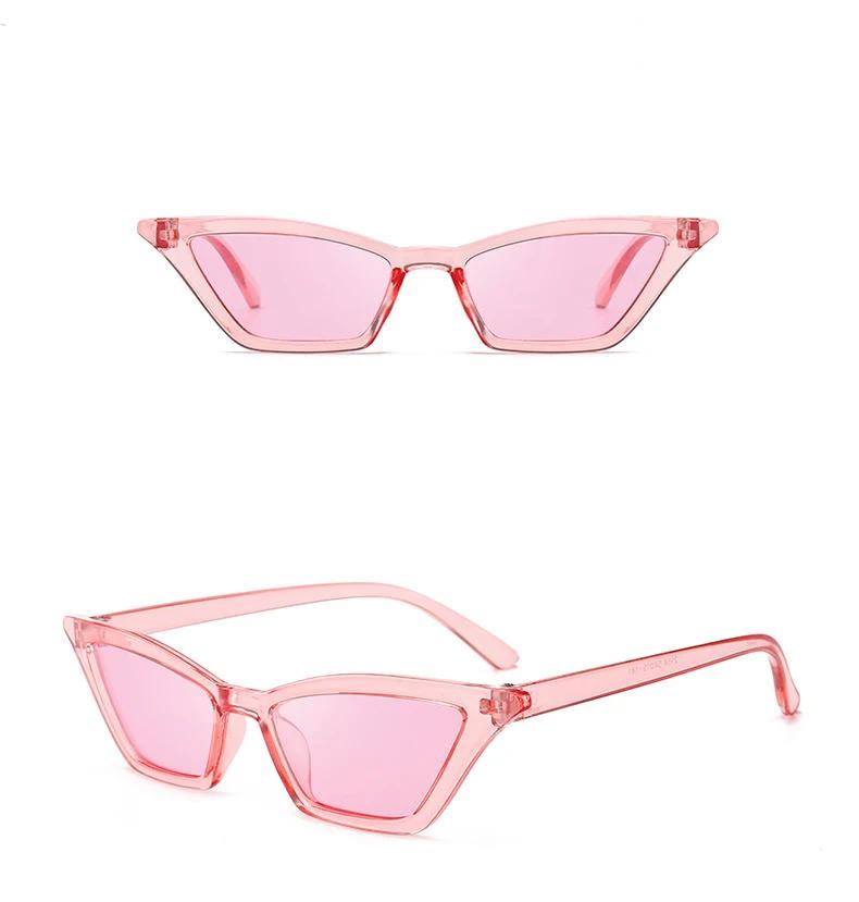 

Модные винтажные разноцветные прозрачные очки «кошачий глаз», солнцезащитные очки конфетных цветов для женщин розовый