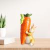 Easter Bunny Figurine Cute Rabbit Holding Carrot Sculpture Handmade Resin Animal Statue for Indoor Outdoor Garden Lawn Yard Balcony Home Table Decor
