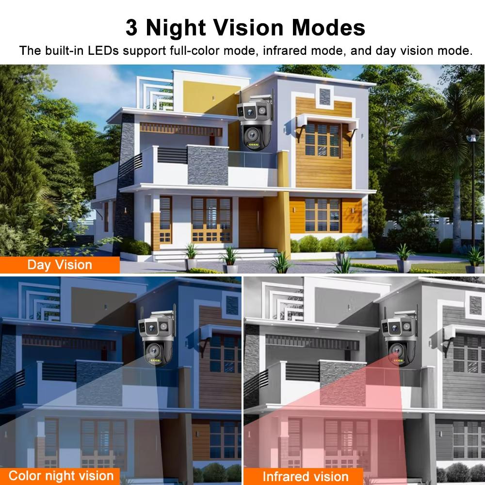 LS VISION 12MP 6K Three Screens 4G IP Camera Wireless Outdoor WiFi Dual Lens HD PTZ Control PIR Human Detection Night Vision Security CCTV