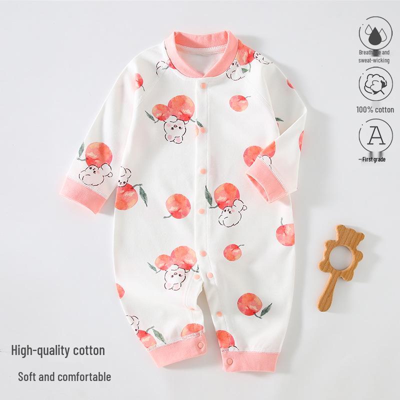 Pure Cotton Long Sleeve Baby Romper - Spring/Autumn Newborn Bodysuit & Boneless Pajamas