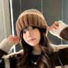 Fashion Color Blocked Knitted Wool Beanies for Women Stripe Ear Protection Skullcaps Autumn Winter Cold-proof Pullover H