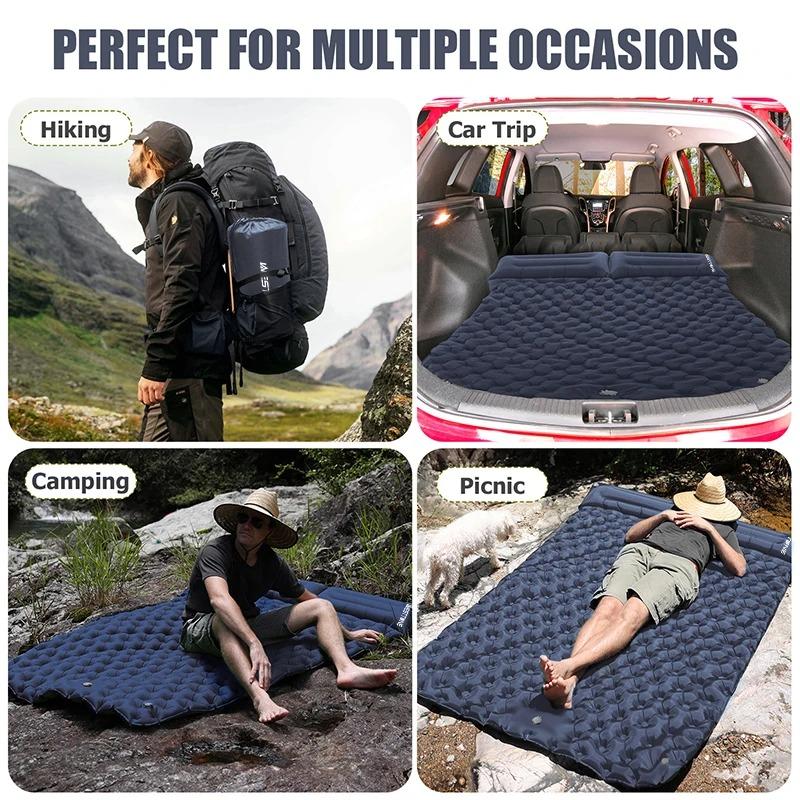 Outdoor Double Sleeping Pad Camping Inflatable Mattress 2 People Beach Folding Air Bed for Travel Hiking Camping Tent Mattress