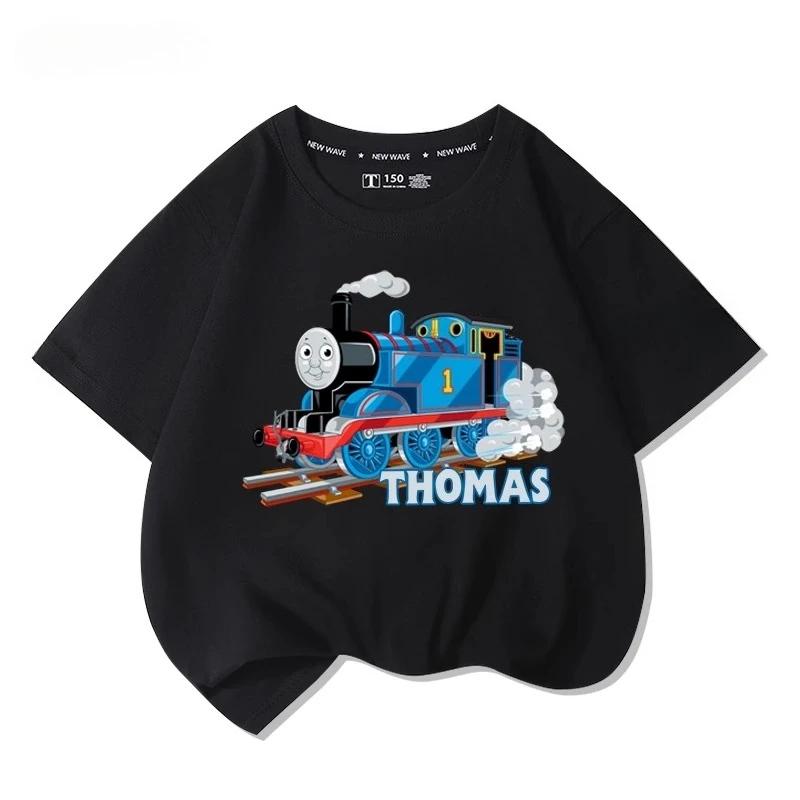 

Футболка с коротким рукавом «Томас и друзья», мультяшная, новая, детские топы, для мальчиков и девочек, летняя, 100% хлопок, модная, удобная футболка 130