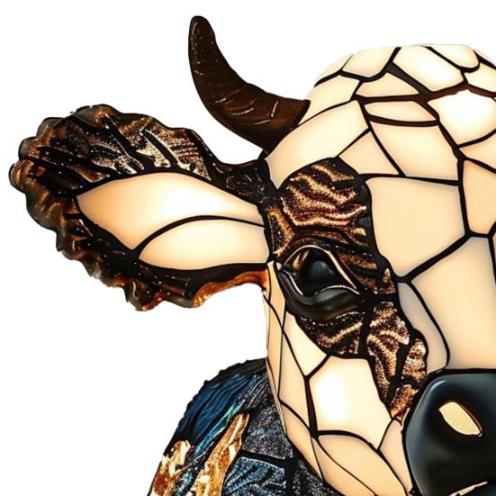 Highland Cow Table Lamp Bedside Table USB Powered Animal Night Light Resin Cow Desk Lamp for Bedroom Living Room Office