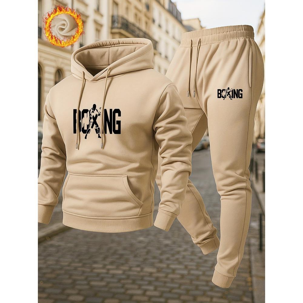 Ensemble de survêtement à capuche 2 pièces pour homme - Hiver, Sweatshirt ample décontracté et Pantalon de jogging
