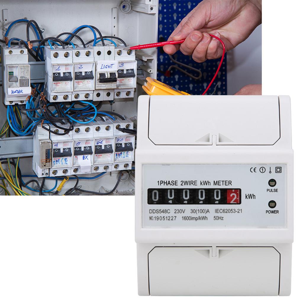 DDS548C Watt Hour Meter Single Phase 4P 230V Power Energy Meter 35mm Din Rail Mount