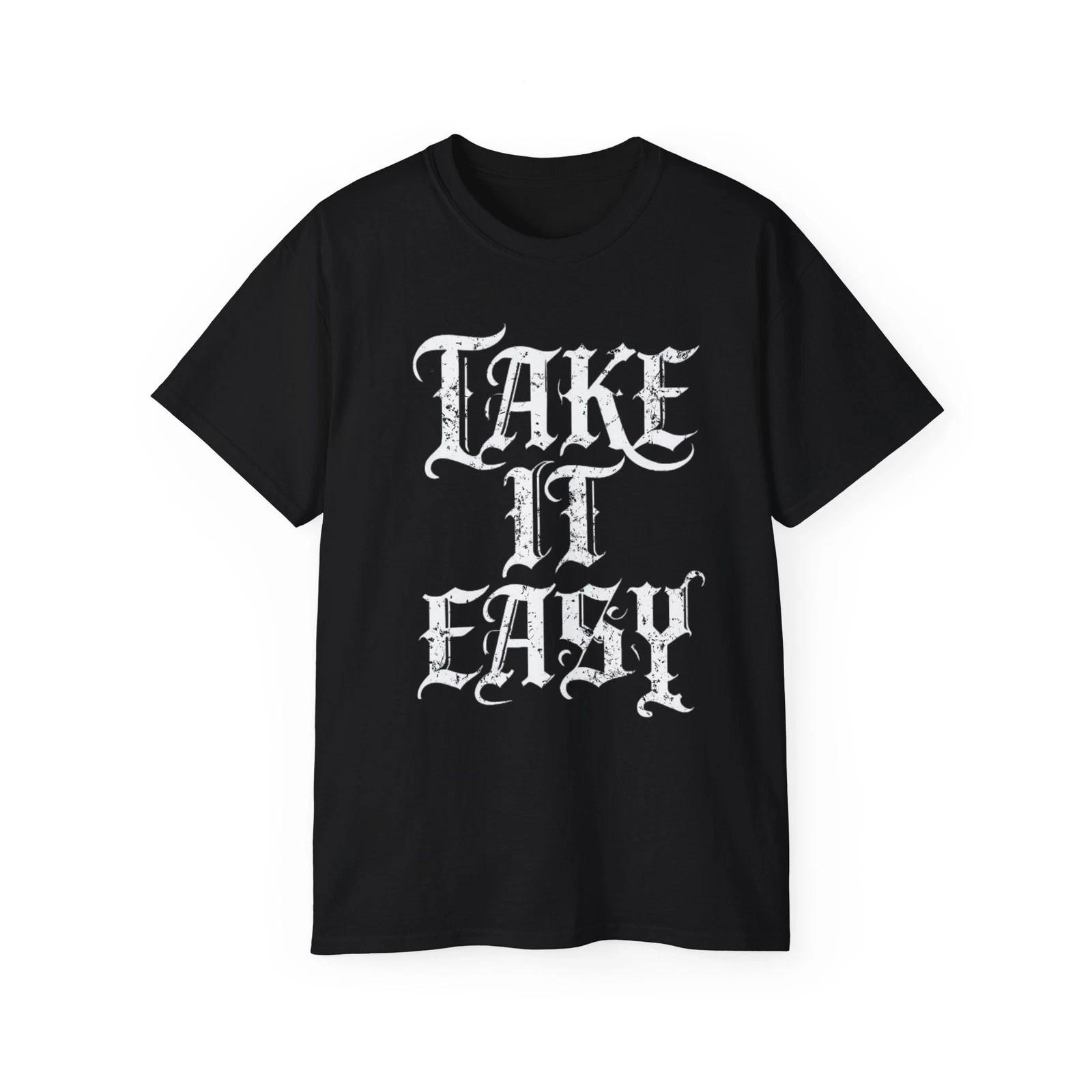 Take It Easy Unisex Tee, Relaxed Fit T-Shirt, Casual Black Tee, S